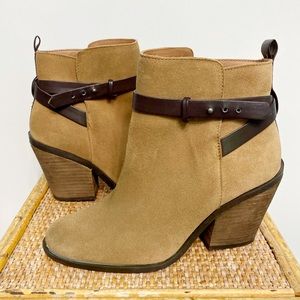 lucky | encline suede honey tobacco ankle bootie 6